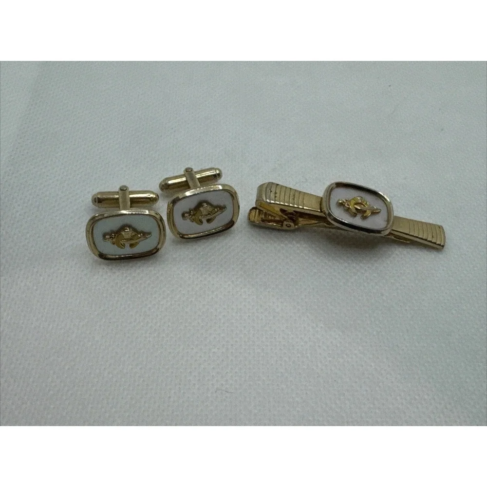 Vintage Anson Fraternal Shriner Freemasonry Cufflinks & Tie Clip Mason Masonic